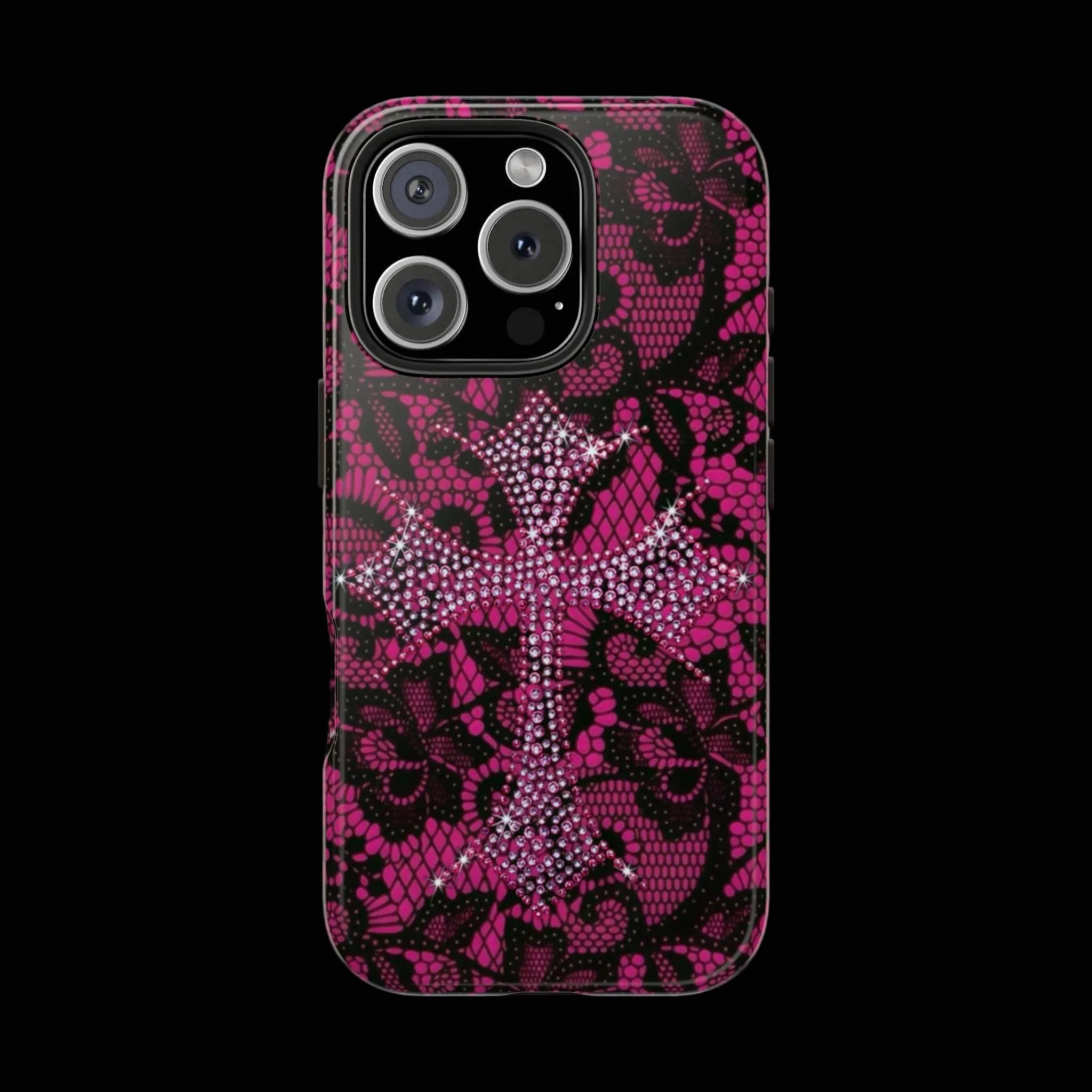 Y2K Pink lace cross phone case