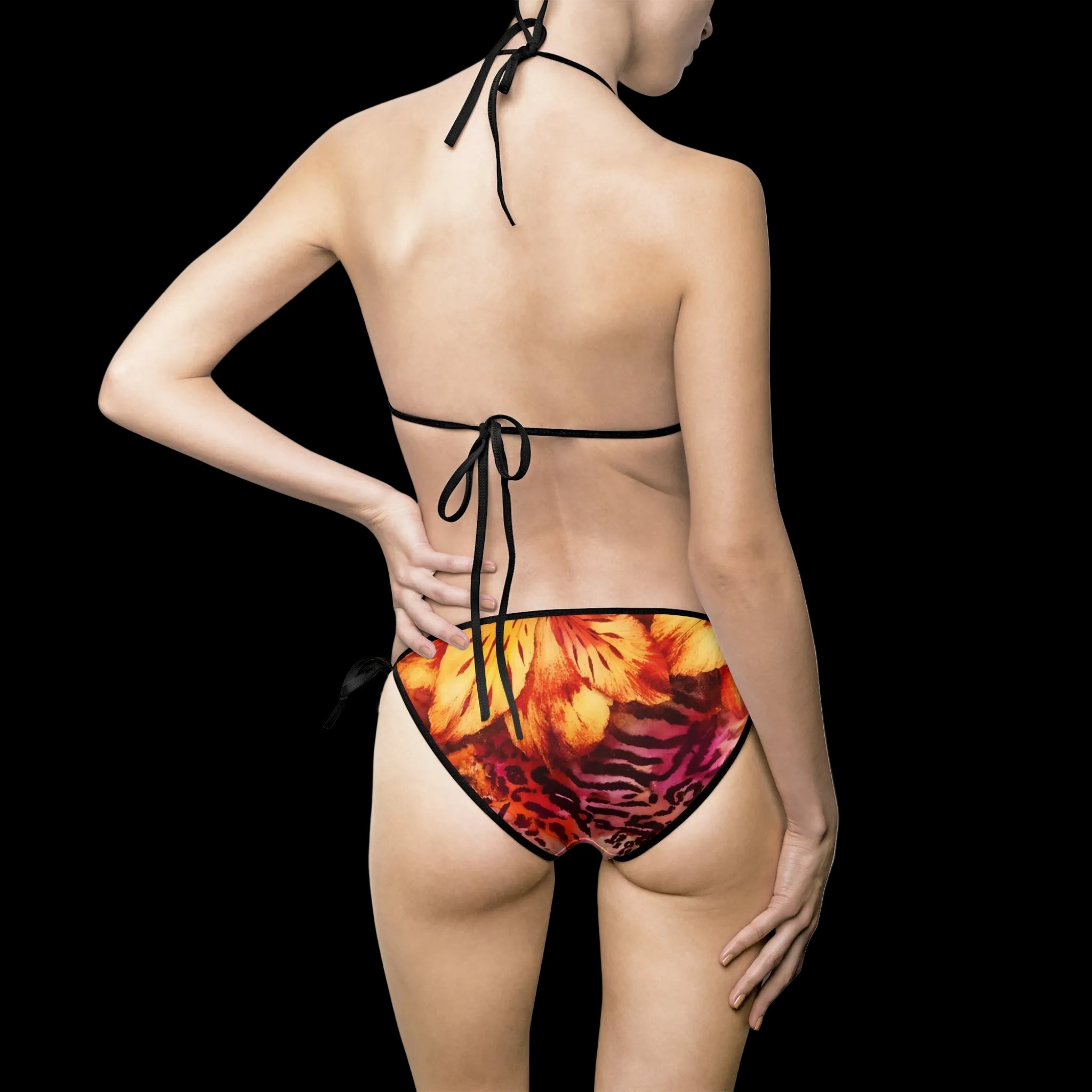 Y2K Leopard floral bikini set