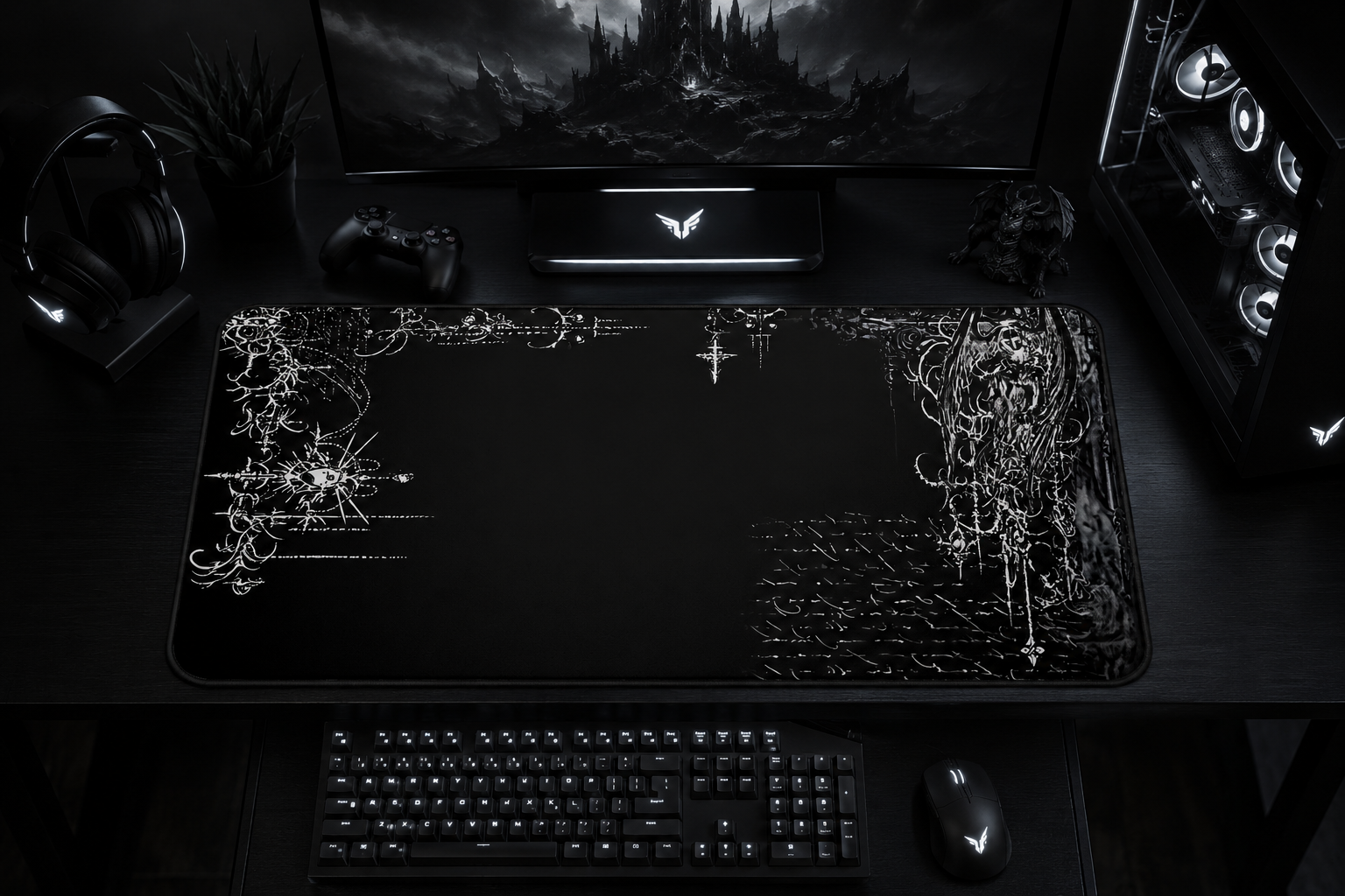 Y2K Black gaming desk mat