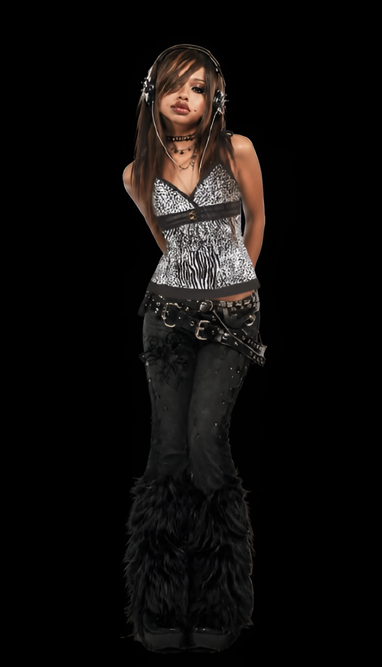Y2K Leopard zebra cami top
