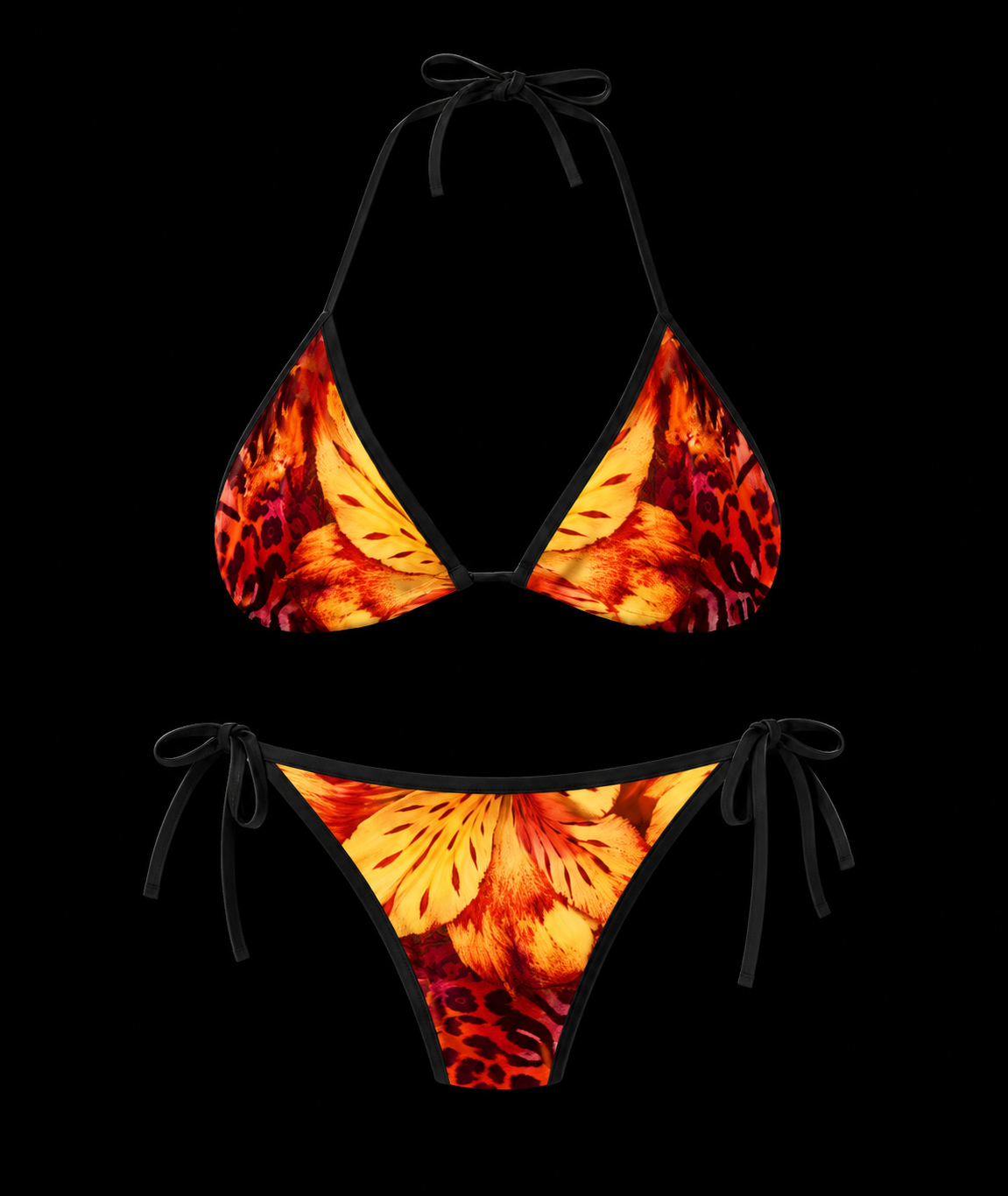 Y2K Leopard floral bikini set