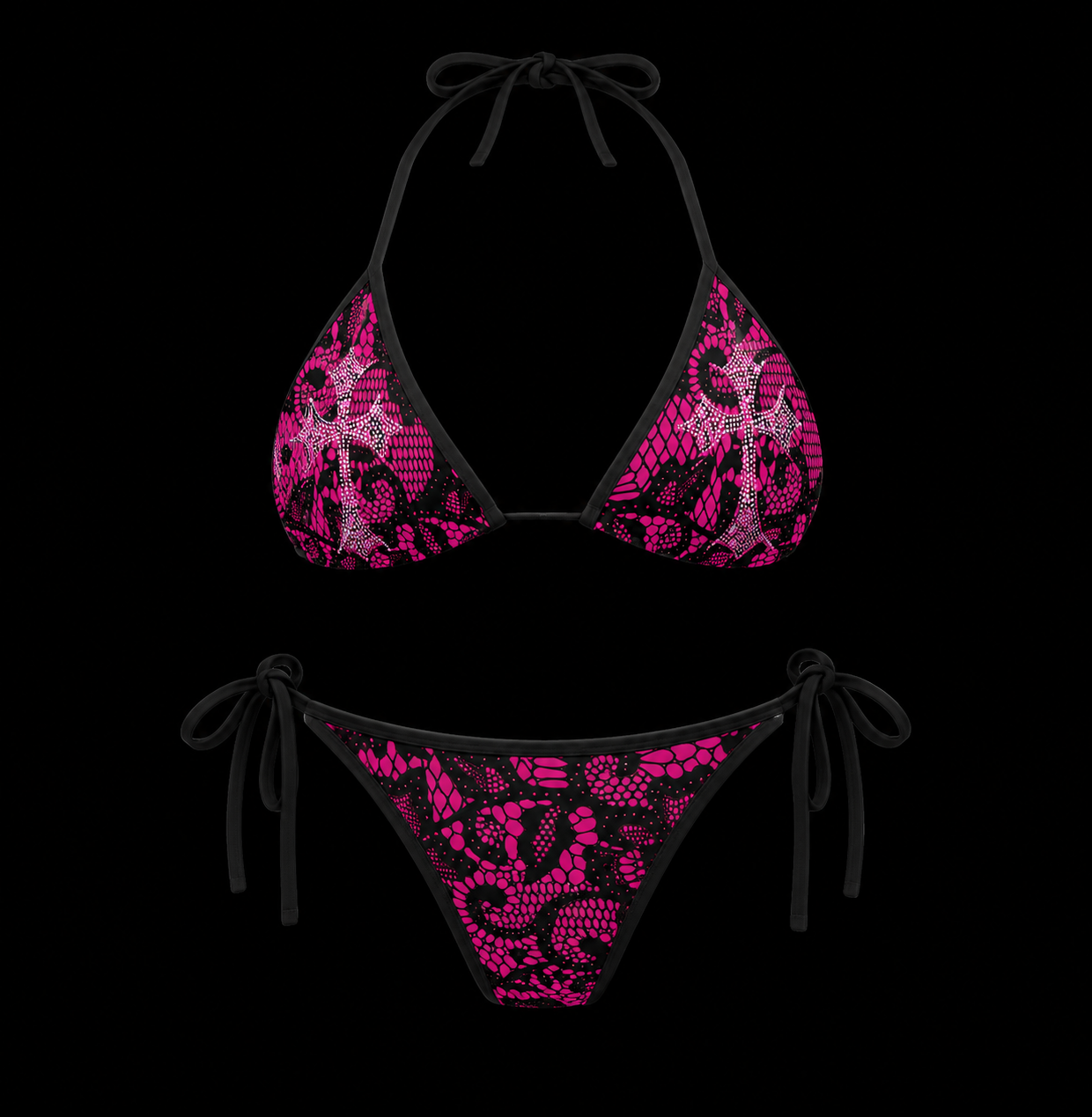 Y2K Leopard print cross bikini set
