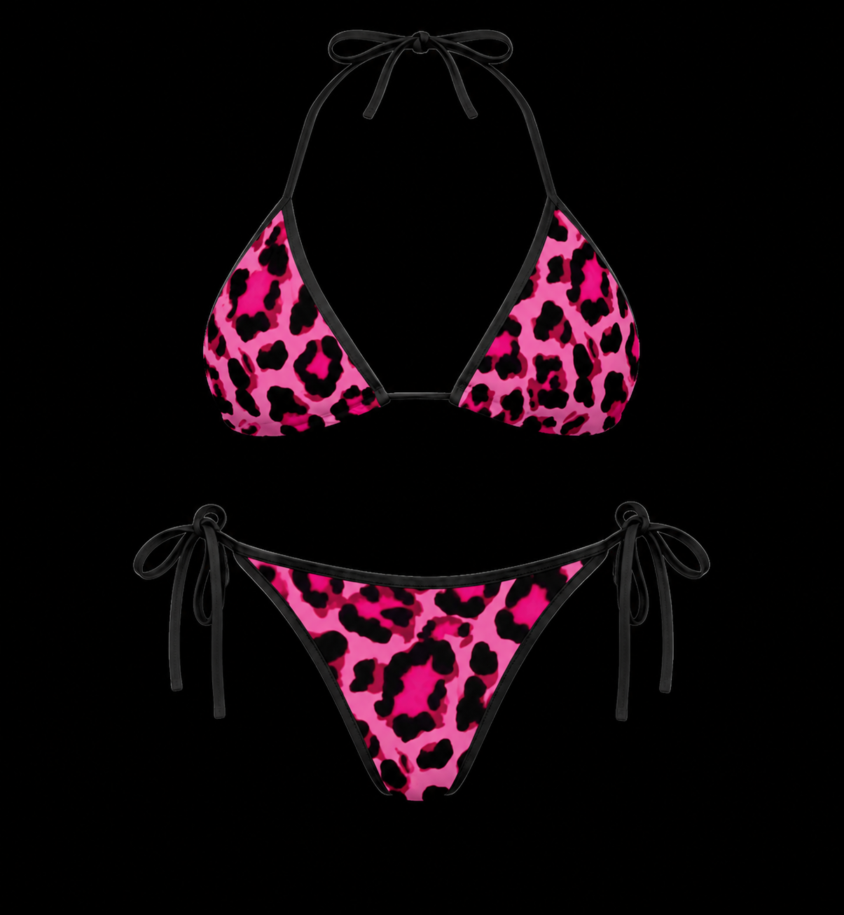 Y2K Pink leopard print bikini set