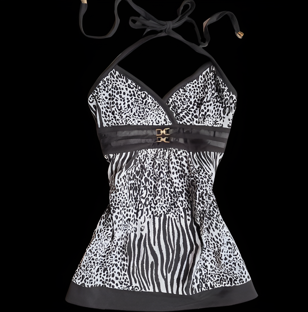 Y2K Leopard zebra cami top