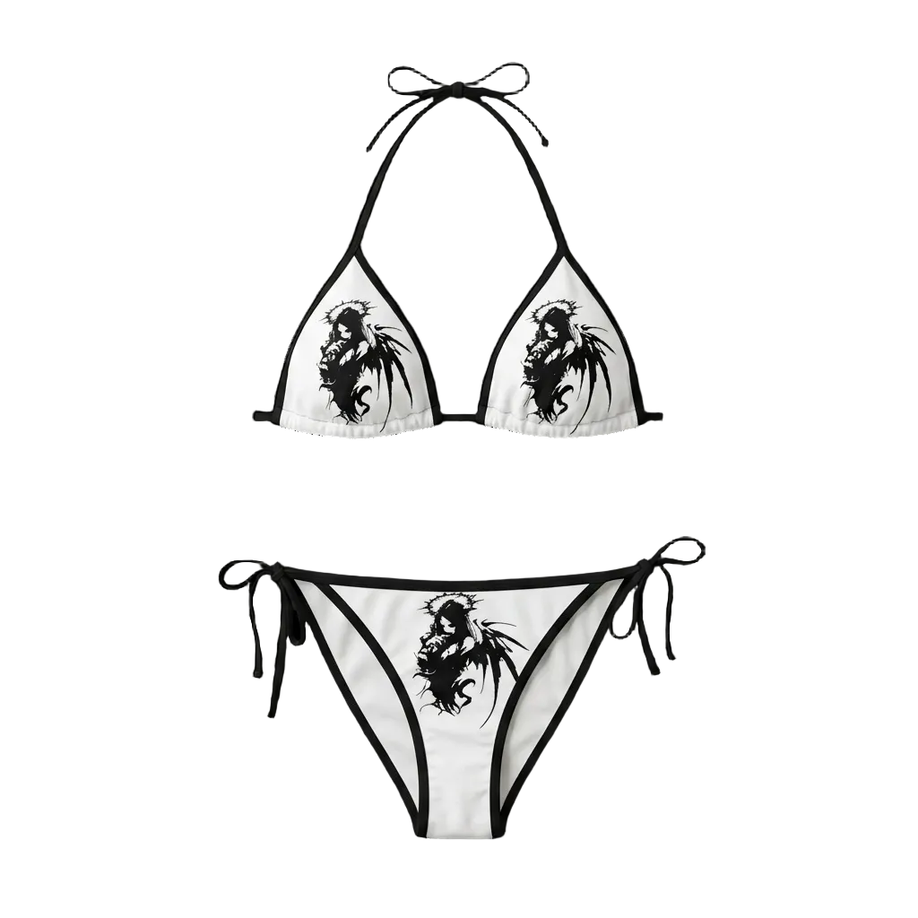 Y2K Cyberpunk angel bikini set